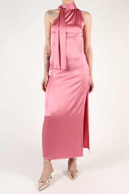 Ankle-length dress in solid color viscose blend