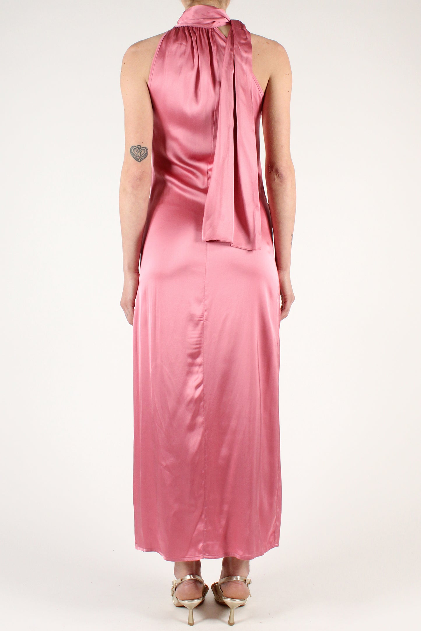 Ankle-length dress in solid color viscose blend