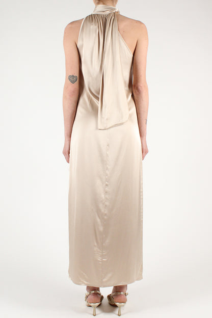 Ankle-length dress in solid color viscose blend