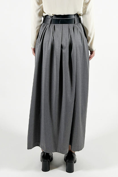 Pleated Skirt with Double Belt