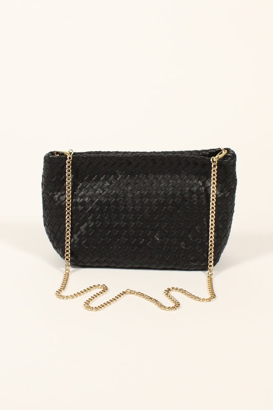 Braided Leather Bag with Chain