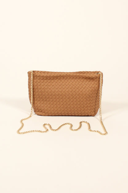 Braided Leather Bag with Chain