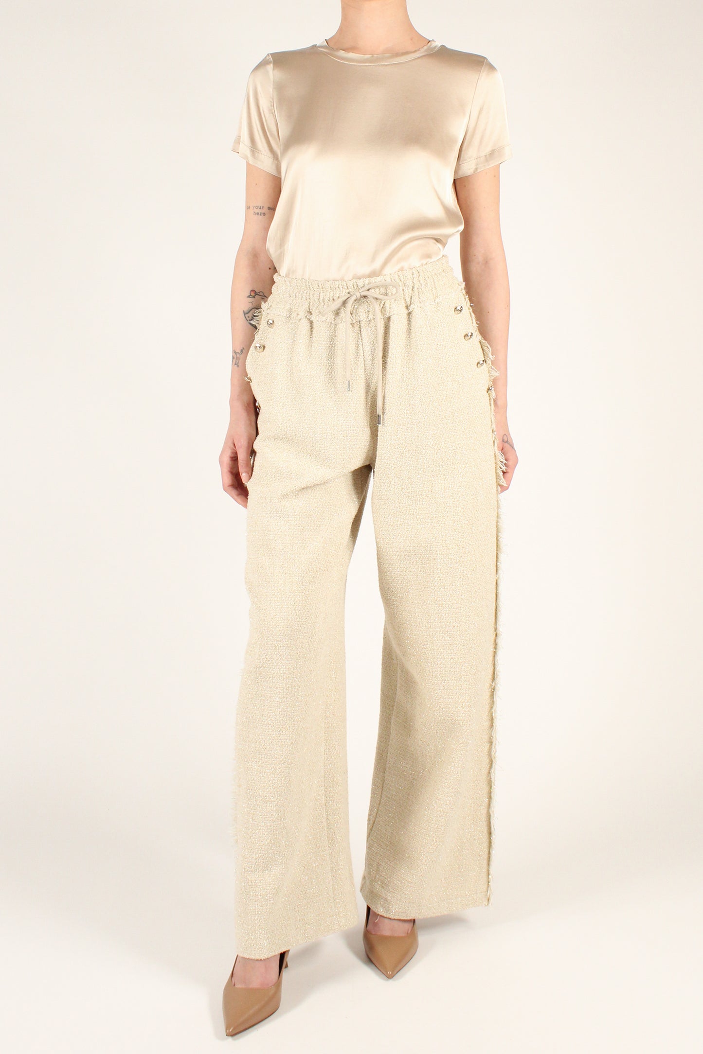 Tweed trousers with Lurex threads