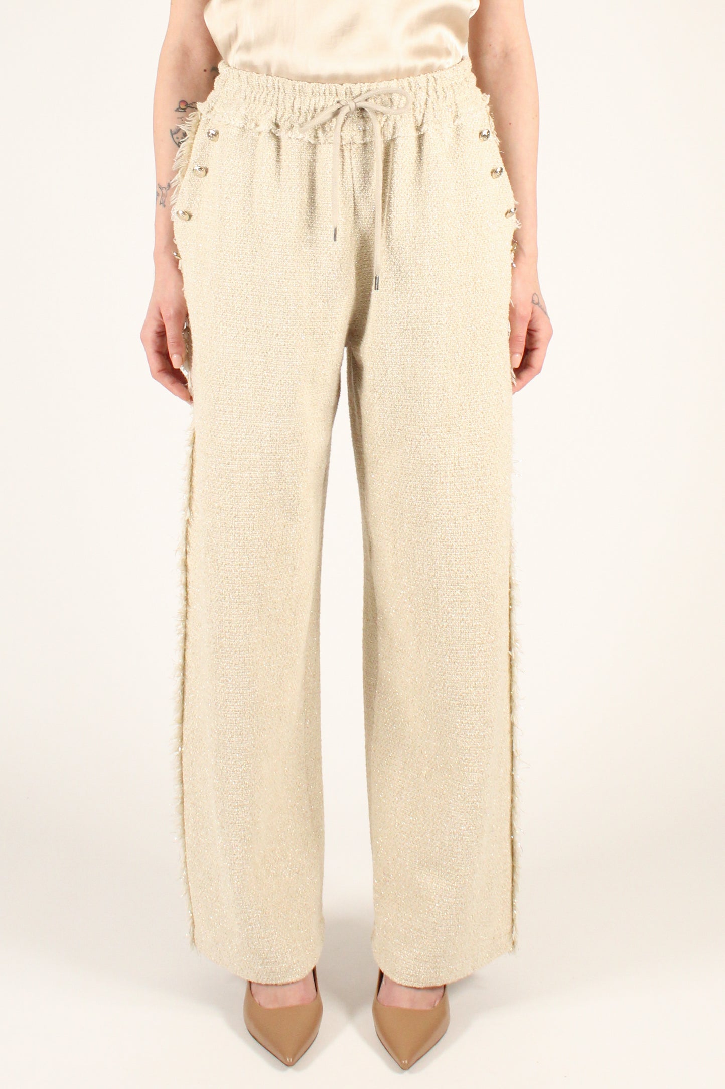 Tweed trousers with Lurex threads