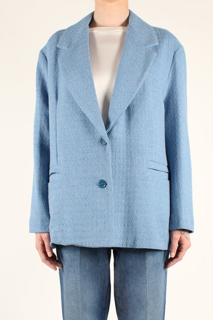 Single-breasted double-button blazer in solid color tweed