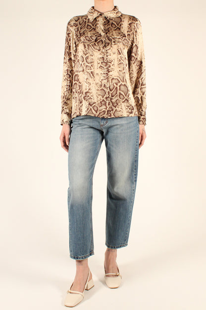 Shirt in pure viscose with python print