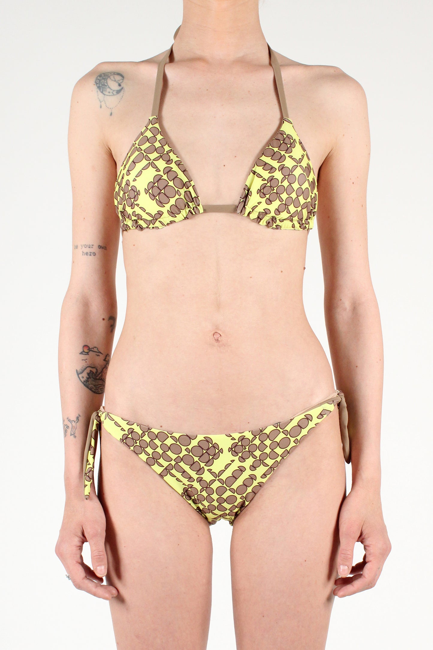 Reversible Geometric Print Triangle Bikini Swimsuit