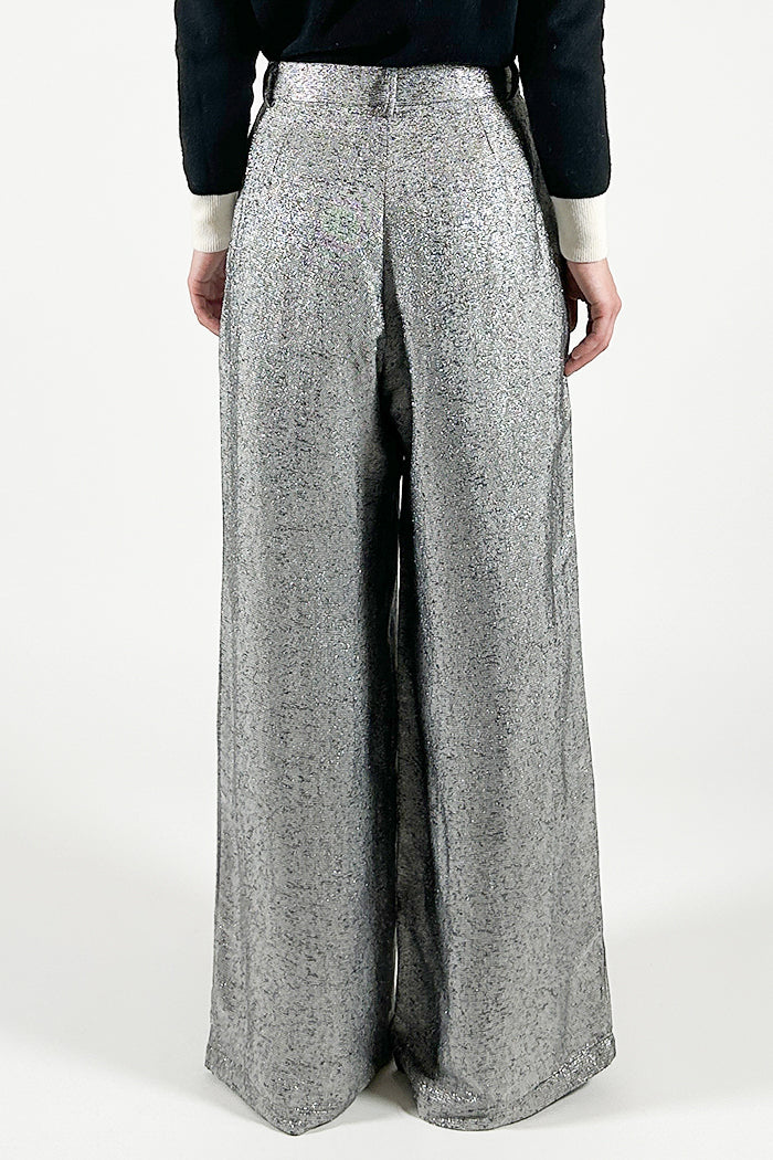 Palazzo trousers with pleats in Lurex