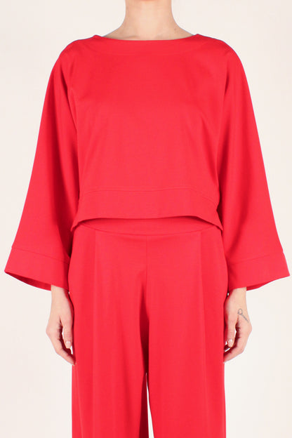 Asymmetric Over Sweatshirt With Long Sleeves Boat Neckline In Milano Stitch