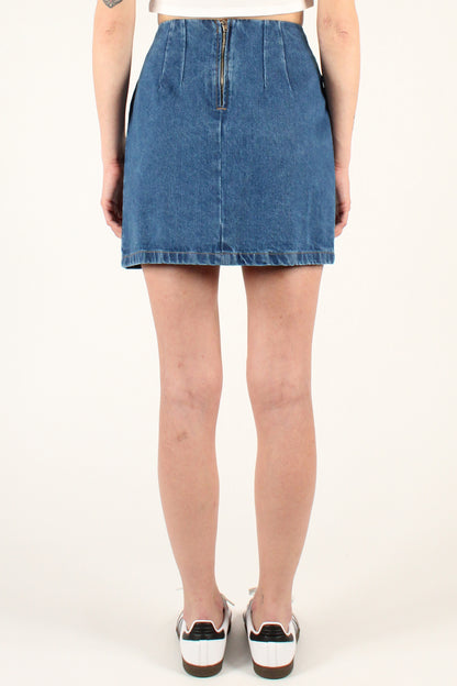 Denim miniskirt with slits