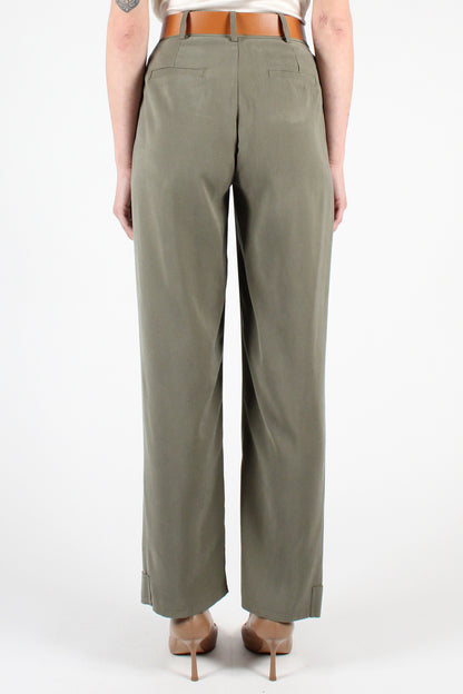 Straight Leg Trousers with Button Detail at the Bottom