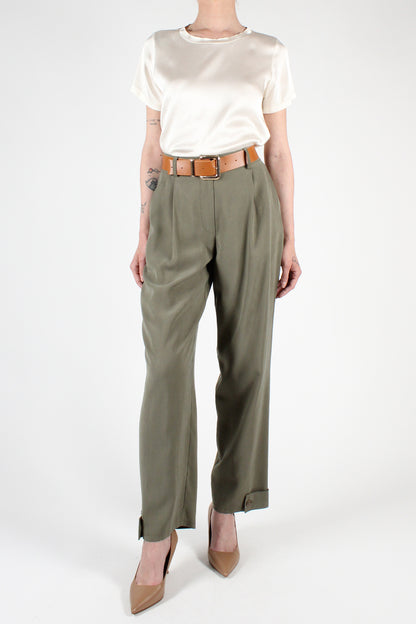 Straight Leg Trousers with Button Detail at the Bottom