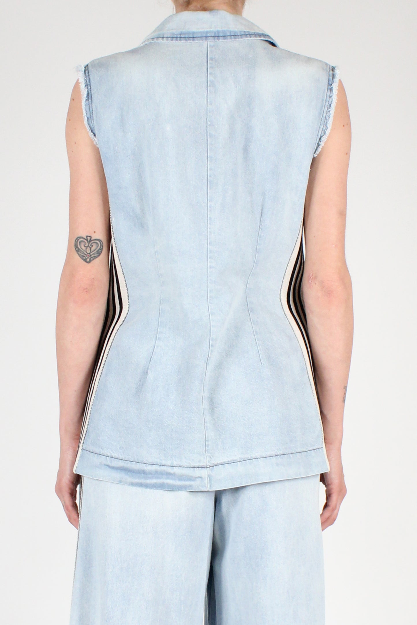 Denim Vest with Side Bands