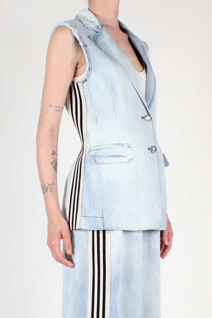 Denim Vest with Side Bands