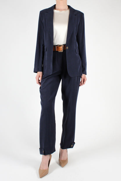 Straight Leg Trousers with Button Detail at the Bottom