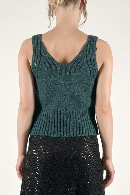 V-Neck Sleeveless Knitted Top