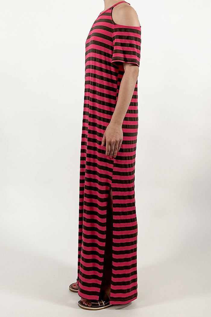 Striped Dress with Cut-Out