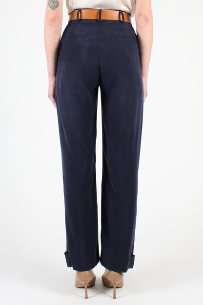 Straight Leg Trousers with Button Detail at the Bottom