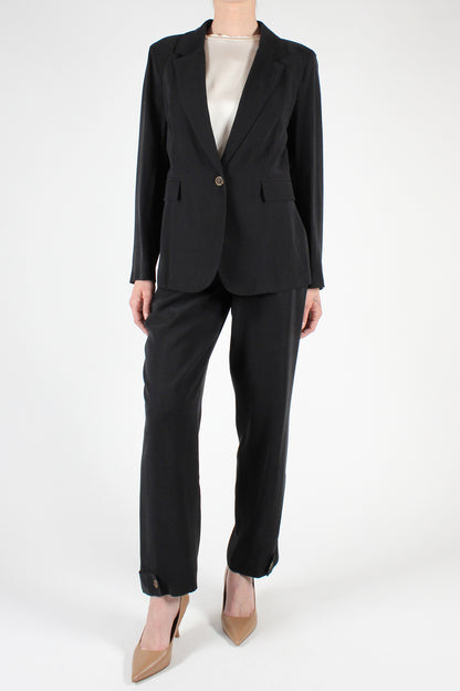 Straight Leg Trousers with Button Detail at the Bottom