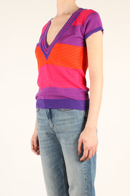 Multicolored V-neck Cotton Vest