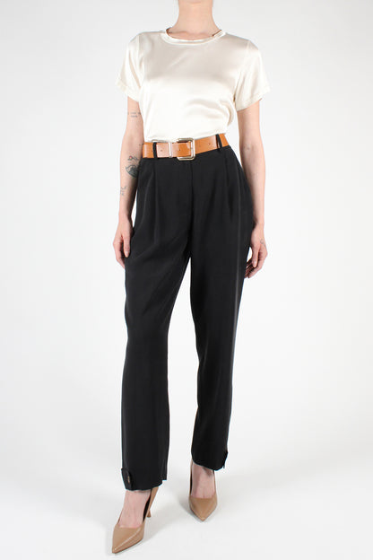 Straight Leg Trousers with Button Detail at the Bottom