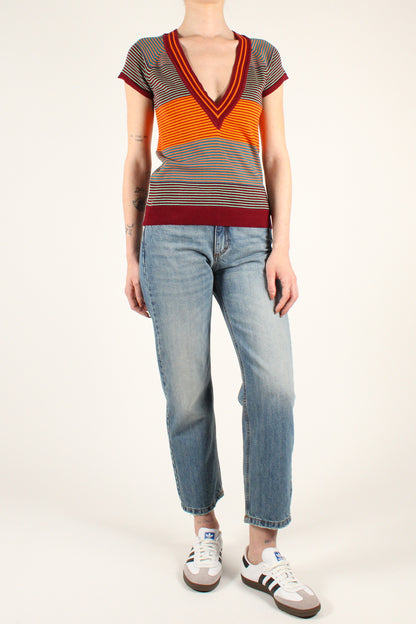 Multicolored V-neck Cotton Vest