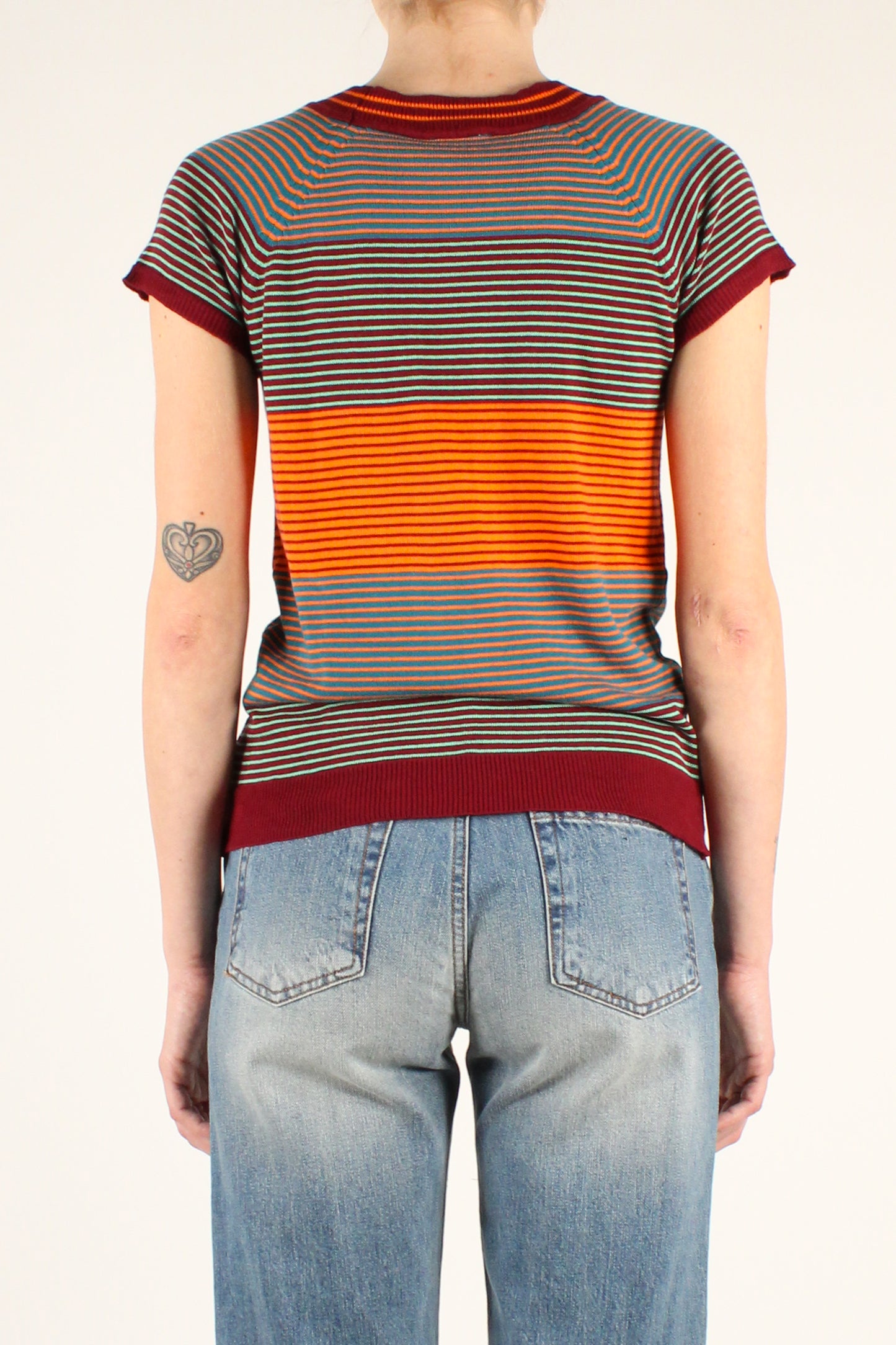 Multicolored V-neck Cotton Vest