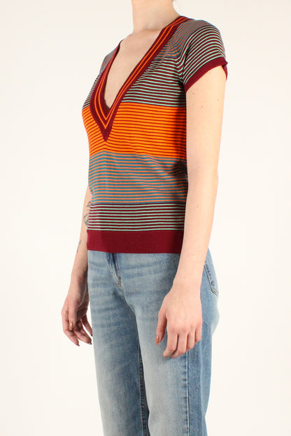 Multicolored V-neck Cotton Vest