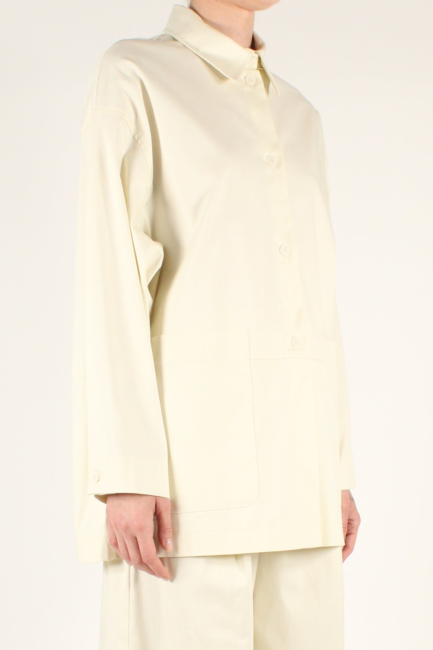 Long Cotton Shirt with Patch Pockets