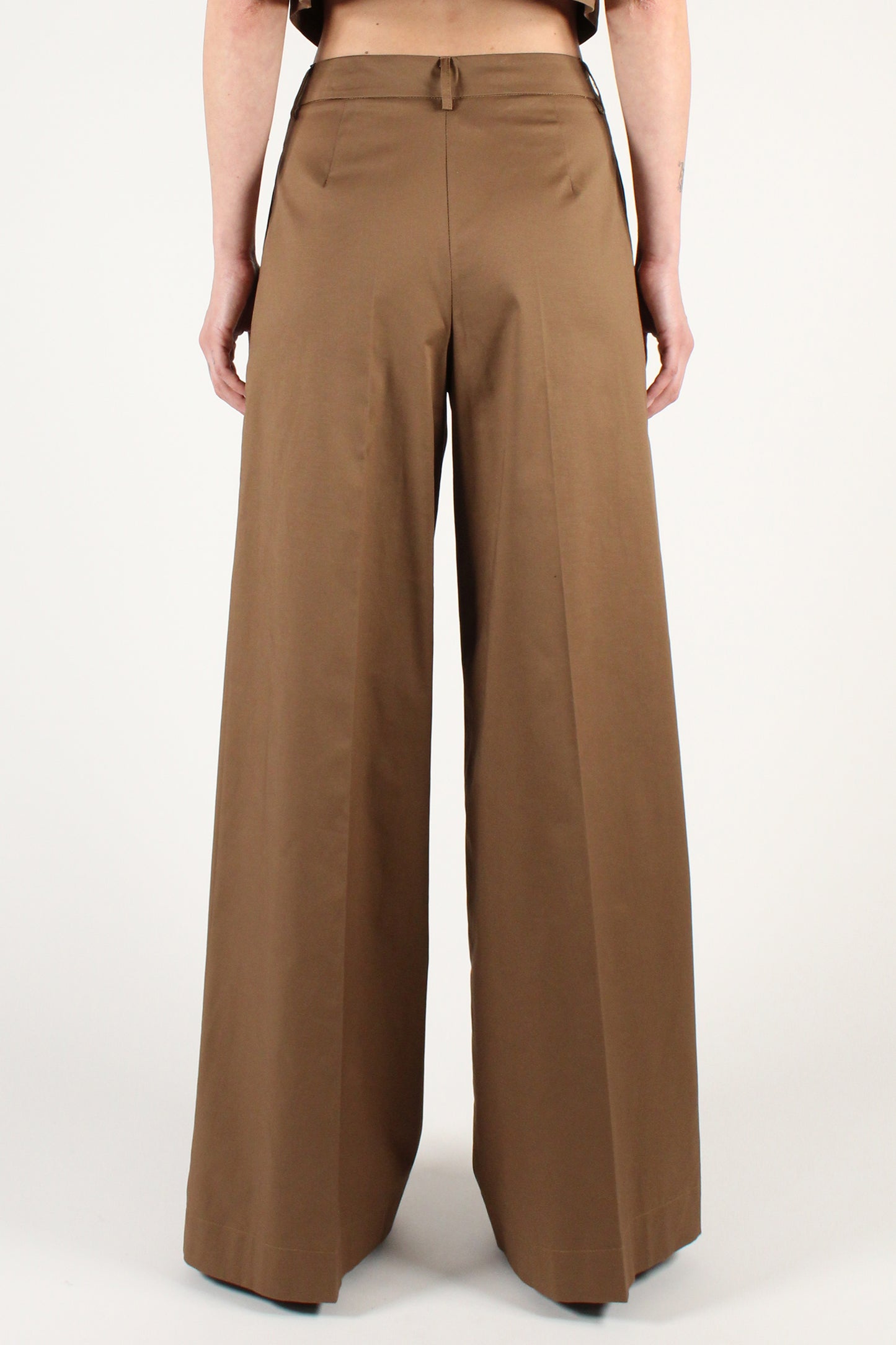 Palazzo Trousers with Pleats in Cotton