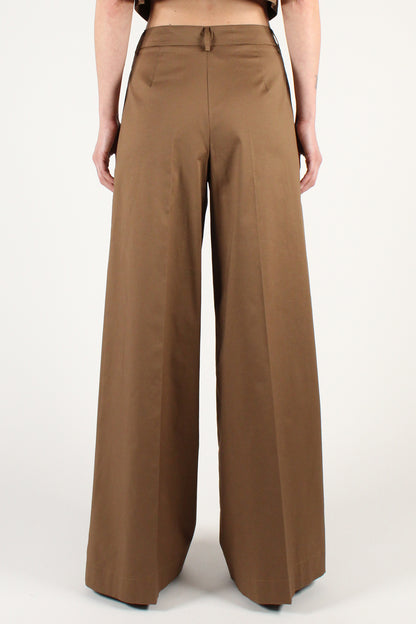 Palazzo Trousers with Pleats in Cotton