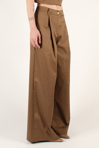 Palazzo Trousers with Pleats in Cotton