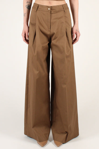 Palazzo Trousers with Pleats in Cotton