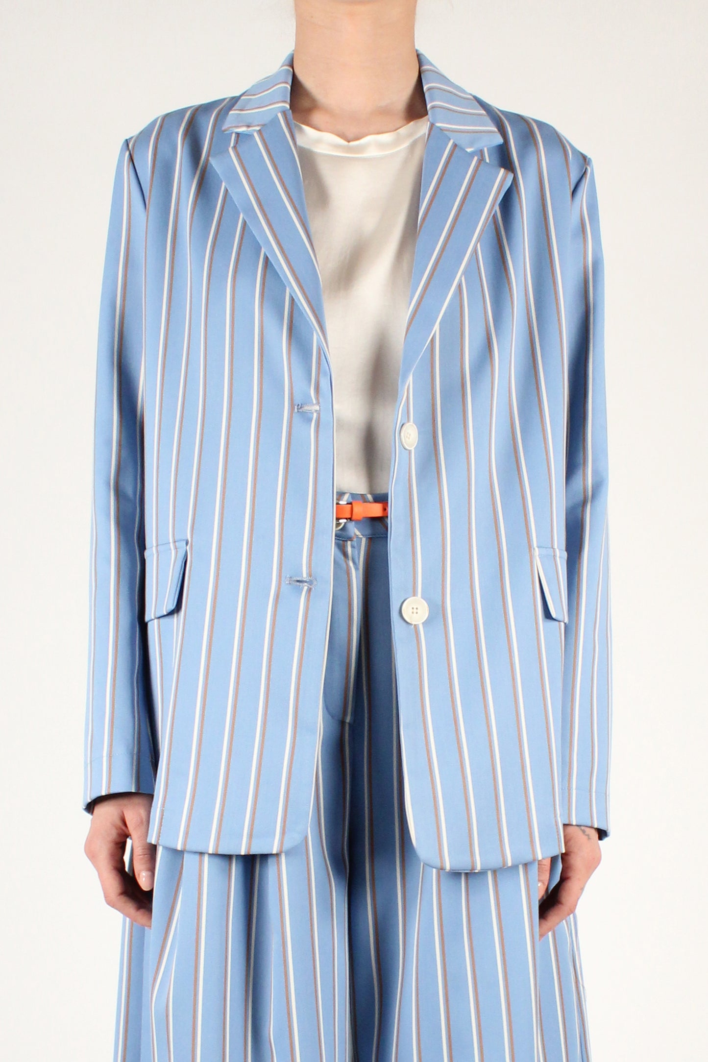 Single-breasted two-button striped blazer