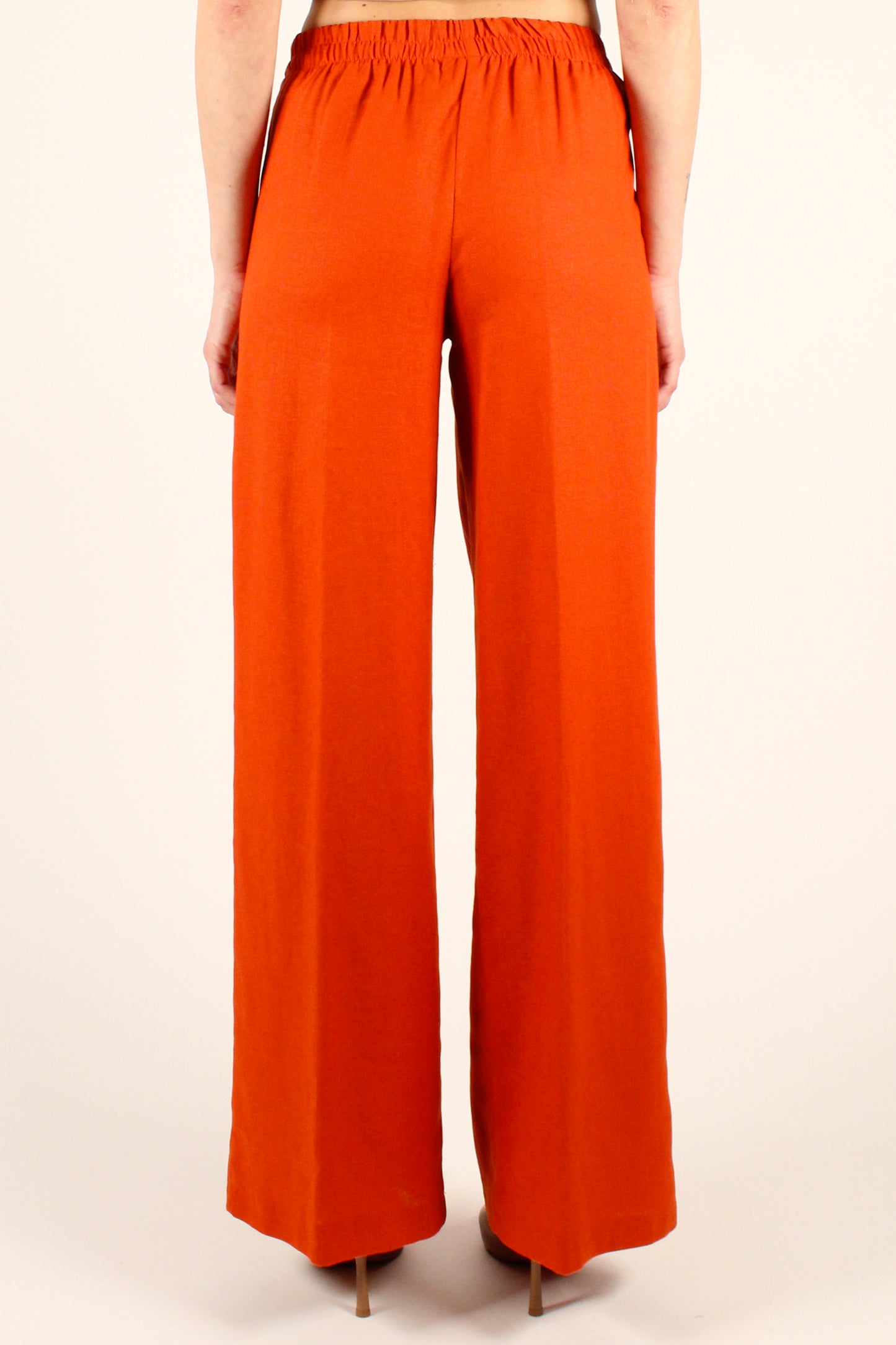 Palazzo Trousers in Linen Blend with Pleats