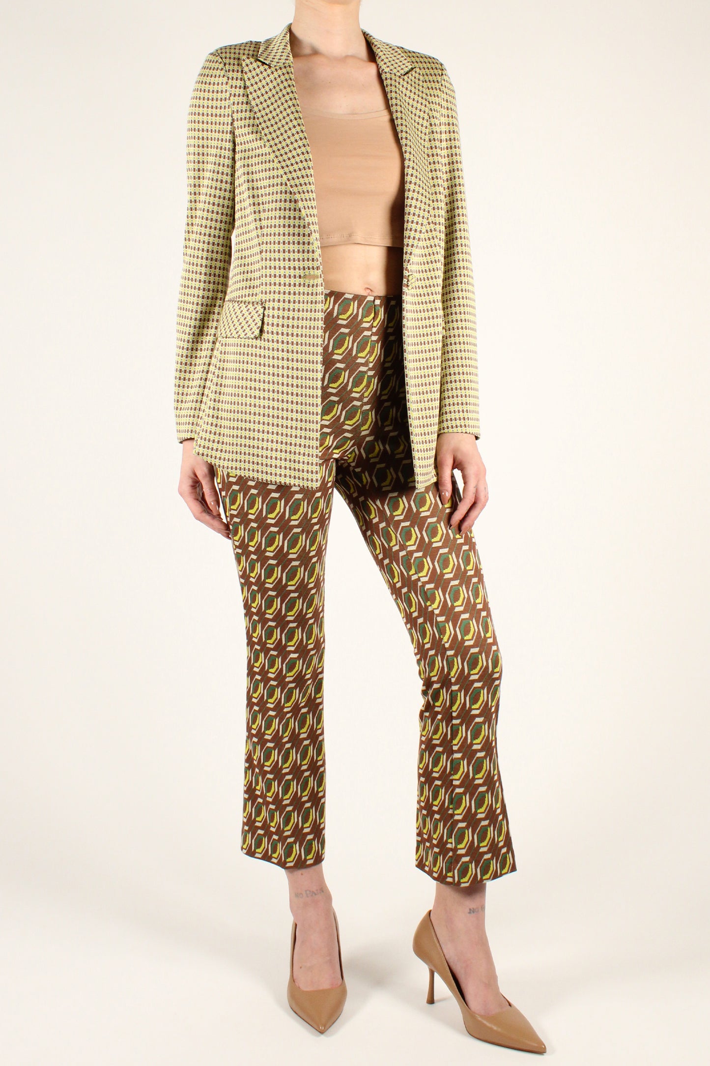 Trumpet Trousers with Geometric Pattern