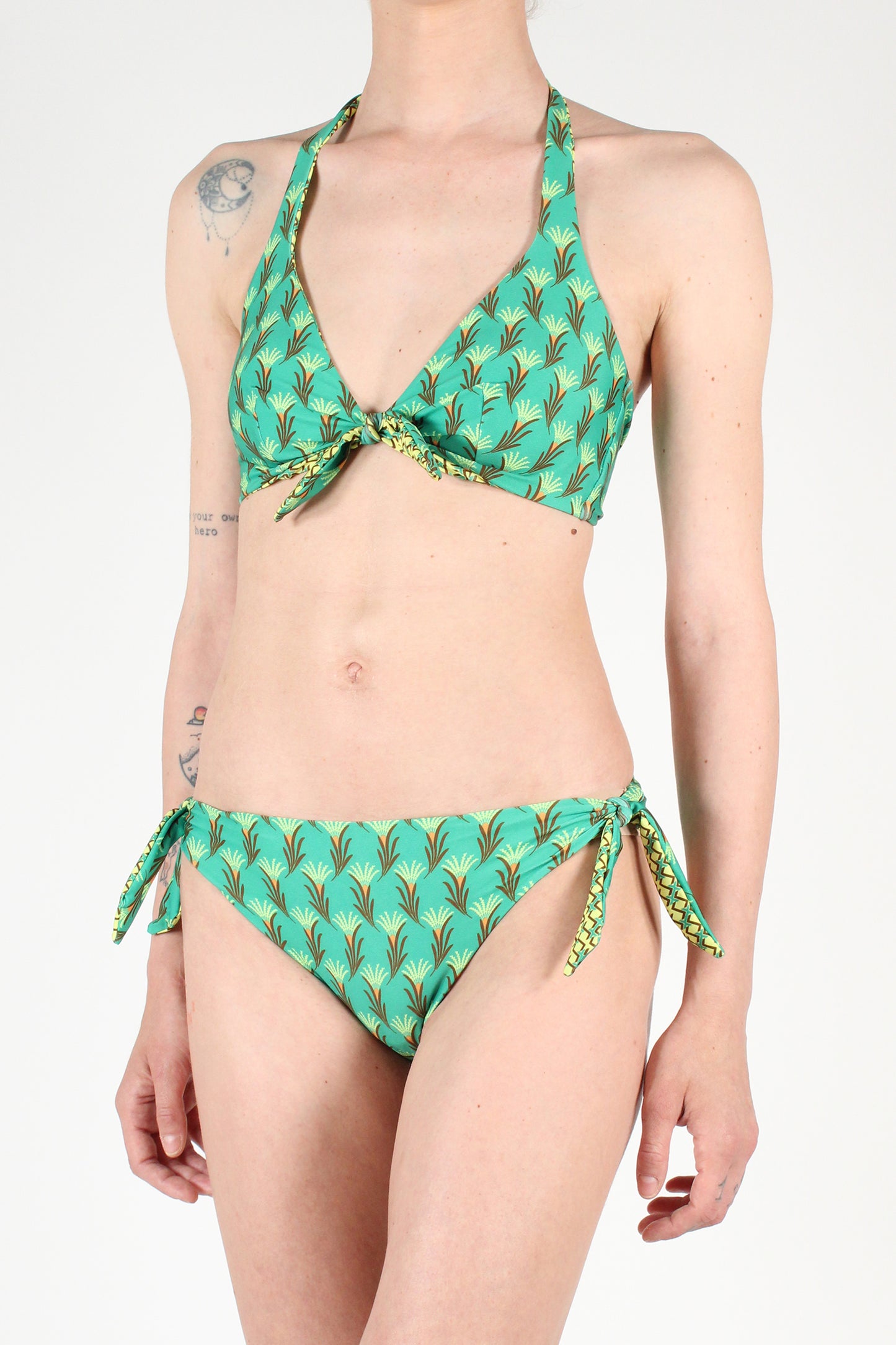 Reversible Floral Print Knot Sailing Bikini Swimsuit