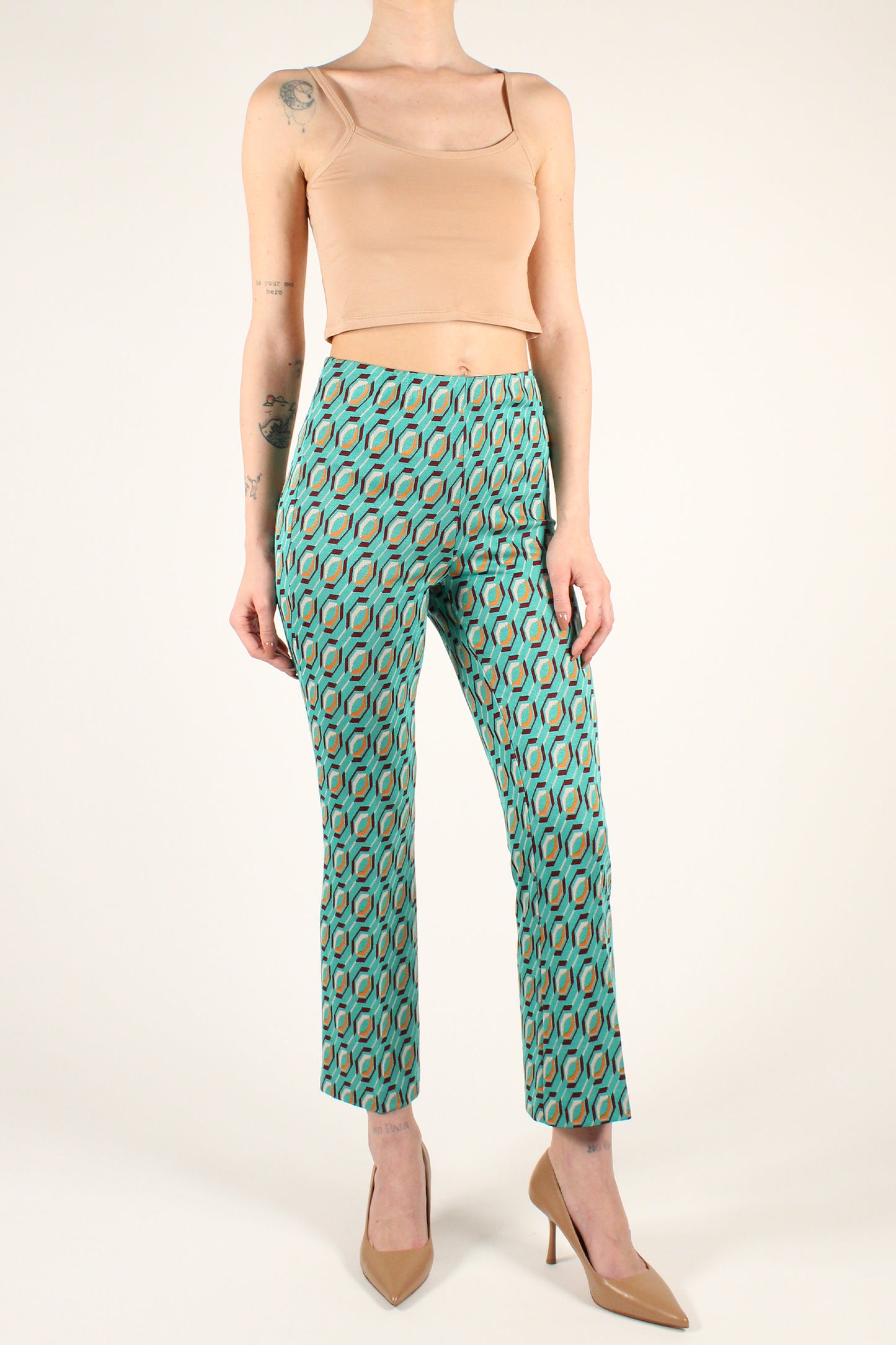 Trumpet Trousers with Geometric Pattern