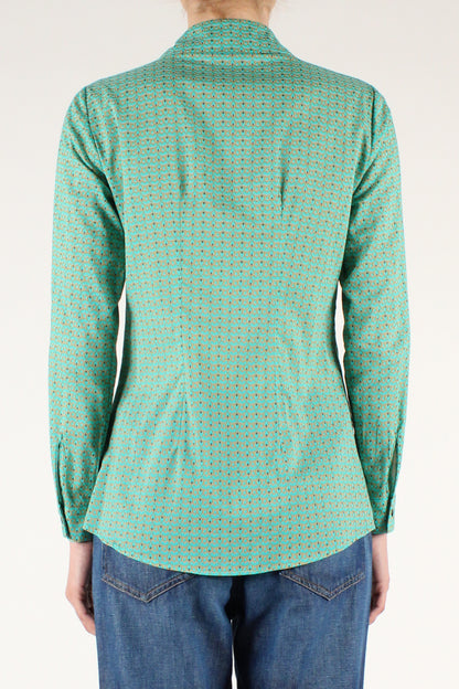 Slim Geometric Print Shirt in Muslin