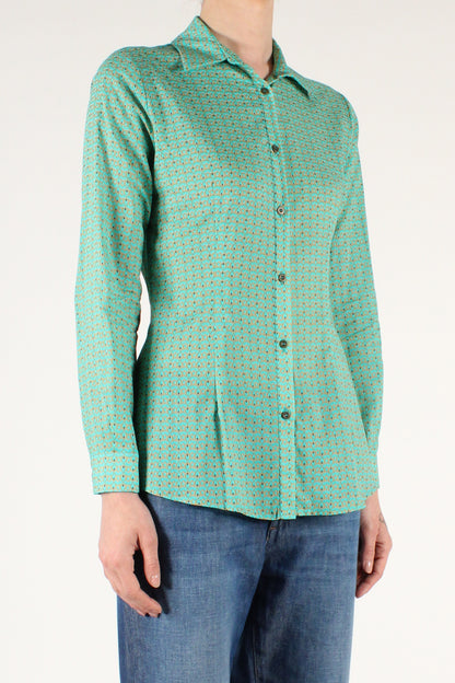 Slim Geometric Print Shirt in Muslin