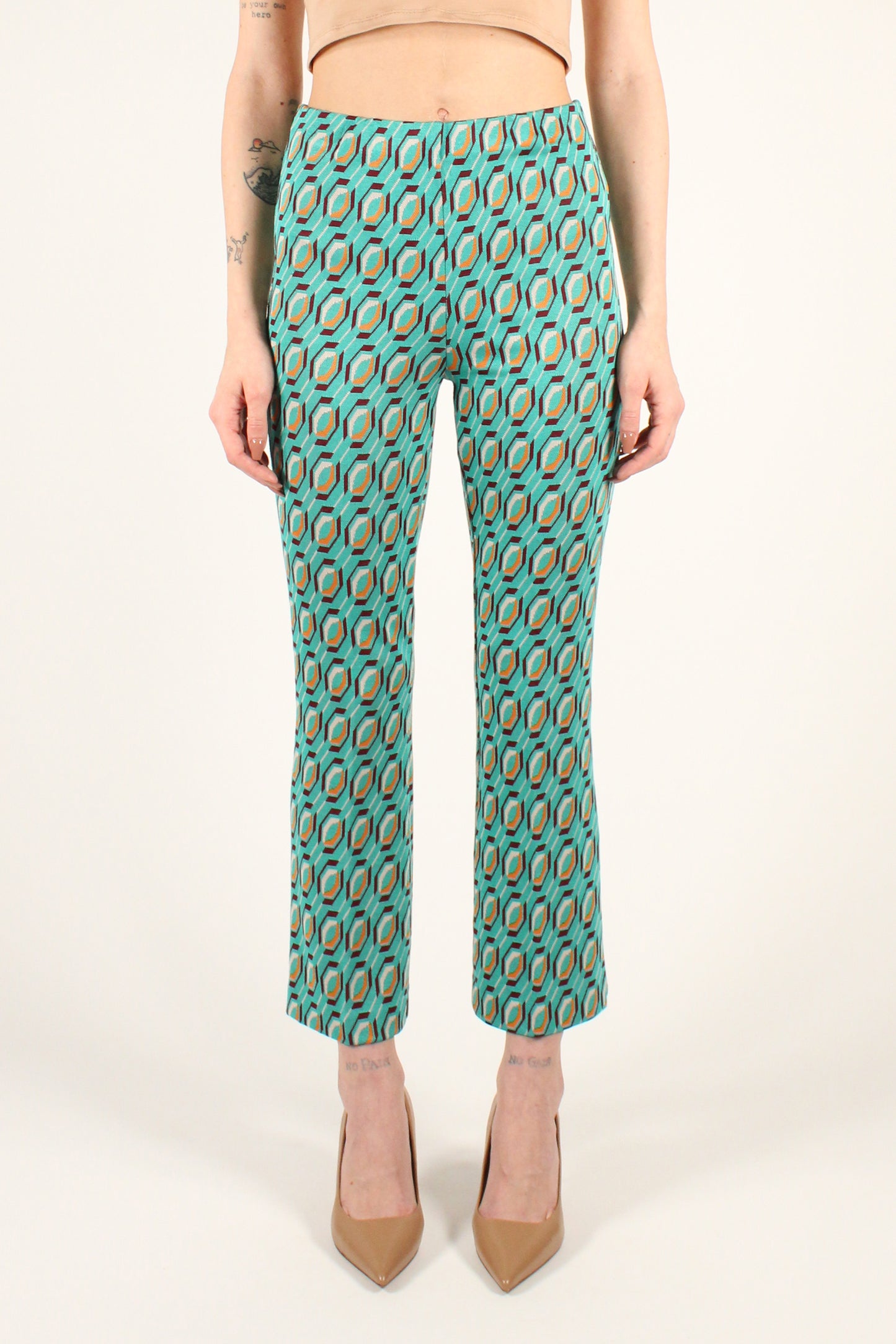 Trumpet Trousers with Geometric Pattern