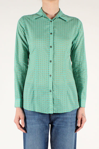 Slim Geometric Print Shirt in Muslin