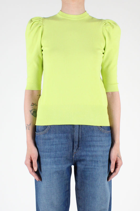 Crewneck sweater with 3/4 puff sleeves