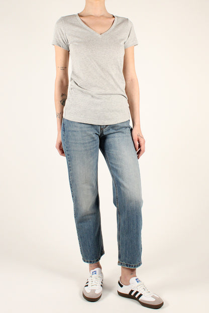 V-Neck T-Shirt in Stone Wash Cotton