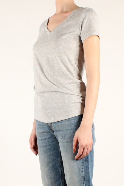 V-Neck T-Shirt in Stone Wash Cotton