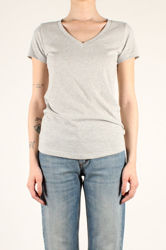 V-Neck T-Shirt in Stone Wash Cotton