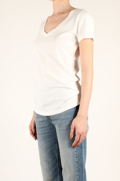 V-Neck T-Shirt in Stone Wash Cotton