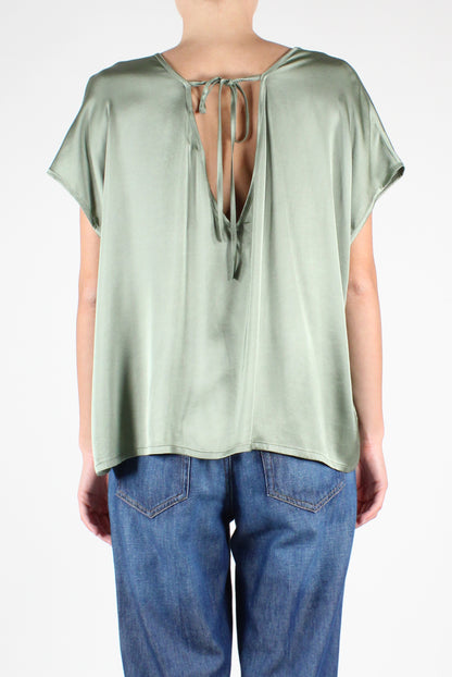 Wide Round Neck Blouse in Viscose